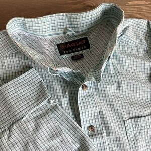 Ariat‎ Men's XXL Blue Plaid Pro Series Long Sleeve Button Down Shirt Top